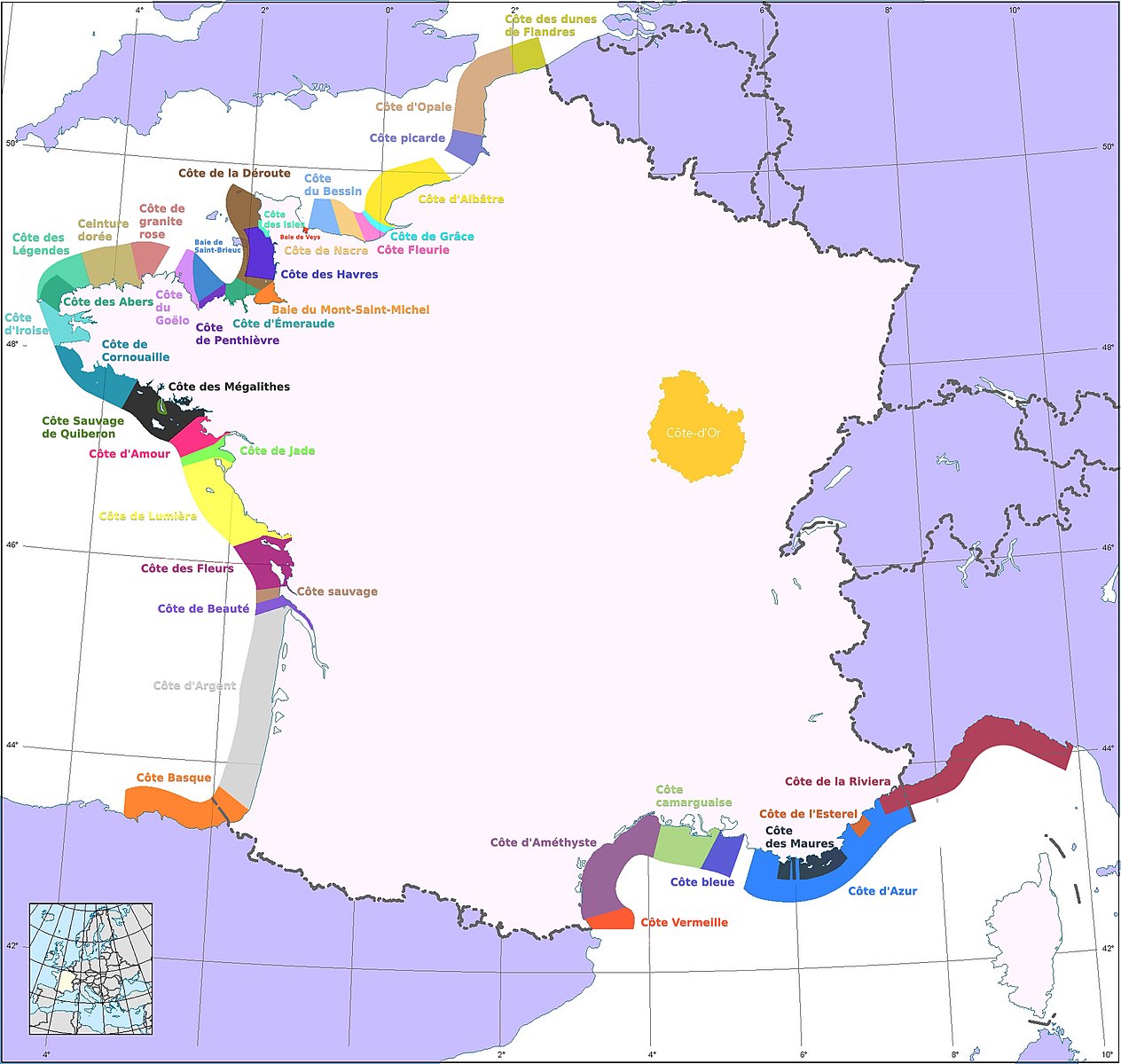 Les côtes de France